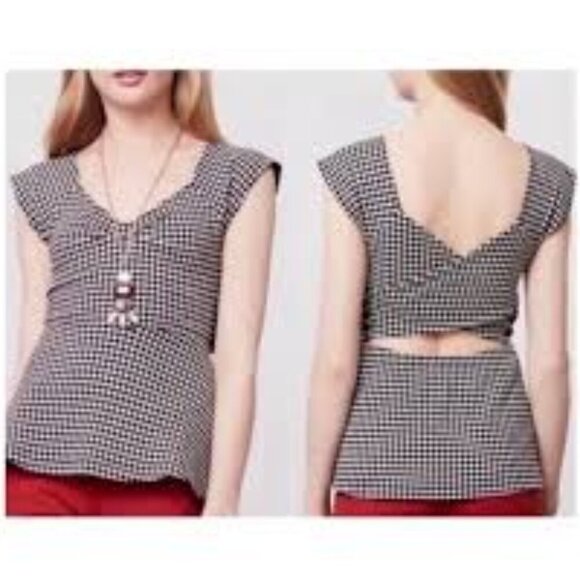 Deletta Black and White Fitted Peplum Blouse S - Picture 1 of 7